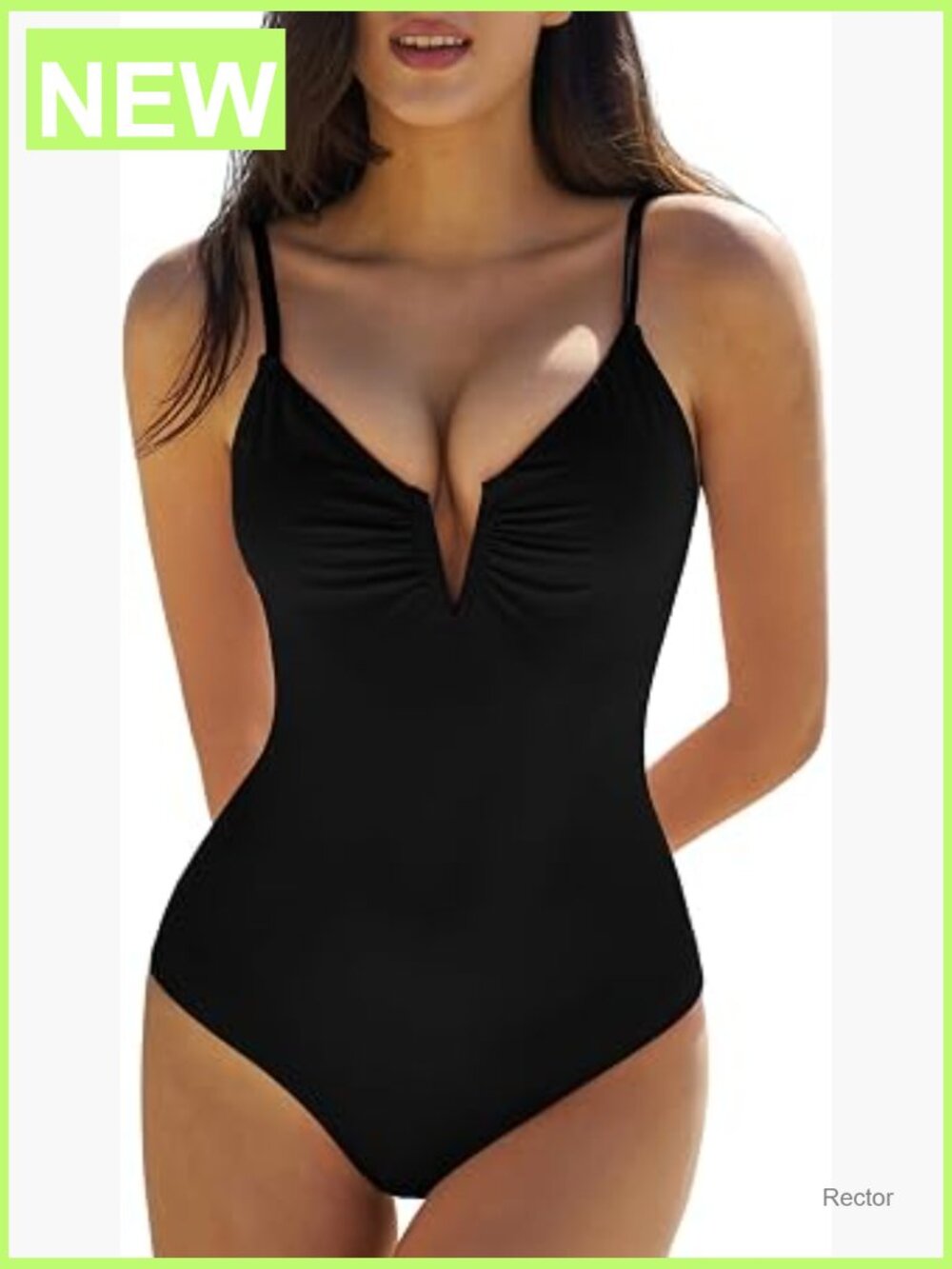 V Neck One Piece Swimsuit Criss Cross Tie Back High Cut Monokini